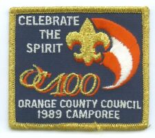 BSA OCC Orange County Council 1989 Camporee rectangle patch gold mylar border picture