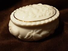 1998 Lenox Trinket Box, Ivory with gold trim & Raised fruit picture