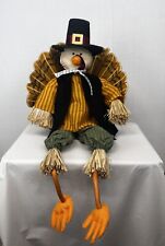 Vintage Dept 56 Fiber Optic Light Up  Tom Turkey Scarecrow Pilgrim Thanksgiving picture