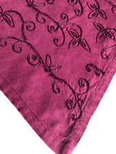 Set of 12 Matching Vintage Embroidered Burgandy Red Cotton Dinner Napkins picture