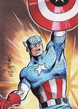 ORIGINAL The Avengers - Captain America 1/1 Hand Drawn Sketch Card ATC PSC Art picture