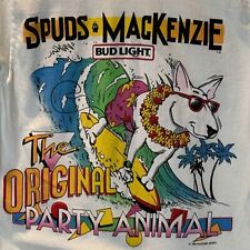 Vtg 80s Spuds Mackenzie Bud Light T Shirt White Party Animal Beer 1986 S LS picture