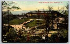 Pittsburg Pennsylvania~Highland Park~Couple Chatting in Foreground~c1910 PC picture