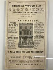 1855 Richmond, Virginia Groshong, Tupman & Co. Clothing Advertisement picture
