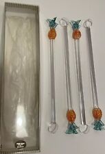 Vintage Pyrex Swizzle Stick Drink Stirrer Set Of 4 MCM Host Party Pool Pineapple picture