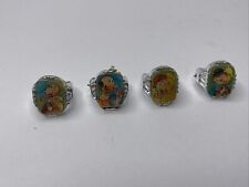 Vintage Complete Set Of 4 Popeye Flicker Flasher Rings picture