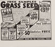 1942 Print Ad Berry Seed Company Grass Seed Clover,Alfalfa,Timothy Clarinda,Iowa picture