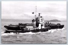 Tugboat Frank C. White Pushing a Barge Real Photo Postcard Ship RPPC P1G picture