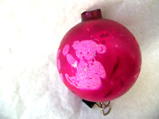 VTG Hot Pink Shiny Brite Children Toys Stencil Mica Ornament  LARGER  NO CAP picture
