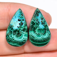 24.00 Cts. Natural Chrysocolla Malachite Pair 23X13X4 MM Pear Cabochon Gemstone picture
