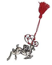 Avon 2006 Pewter Reindeer Ornament Red Rhinestones Tassel Complete With Box picture