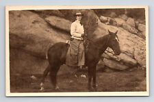 RPPC Women On Horseback by Rock Formations Real Photo Postcard picture