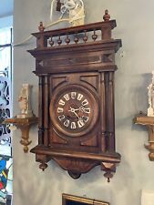 Antique Working Victorian Walnut Wall Clock with Porcelain Dial Numbers  picture