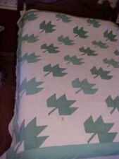 MAPLE LEAF QUILT in GREEN, HAND MADE Circa 1930/40s picture