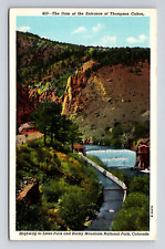 c1955 WB Postcard Thompson Canyon CO Colorado Dam Entrance Hwy to Estes Park picture