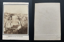 USA, Minnesota, Minnehaha Falls in Winter Vintage Albumen Business Card, CDV.  picture