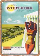 METAL SIGN - 1959 Sunny Worthing the All the Year Round Resort British Railways picture
