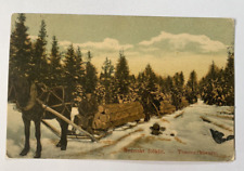Svenskt Folklit Timmerkurare Sweden Log Hauling In Snow Vintage Postcard picture