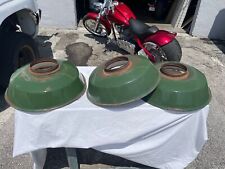Three antique lamp shades enameled old gas station picture