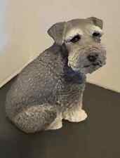 Vintage Sitting Schnauzer Dog Figurine Gray & White 4 1/2