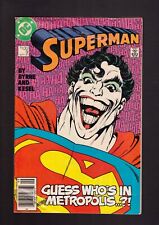 Superman #9 VG 1987 DC Comics Canadian Price Variant CPV Classic Joker Cover picture