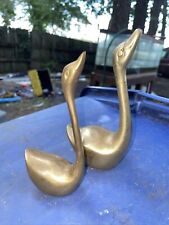Lot Of 2 —Vintage Brass Trumpeter Swan Figurine, Paperweight picture