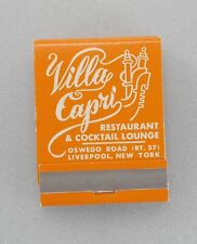 Villa Capri Restaurant Lounge Matchbook Vintage Liverpool NY Cover Unstruck picture