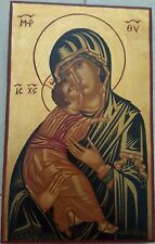 100% HANDPAINTED ART BYZANTINE ORTHODOX ICON Virgin Mary 40X24.5 cm. Wood Canvas picture
