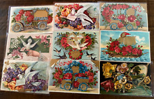 Lot of 9 ~ Fancy Roses~ Flowers ~Doves~Victorian Greeting Postcards-k-36 picture