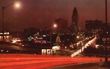 Los Angeles, CA, Civic Center & Chinatown by Night, 1961 Vintage Postcard e3571 picture