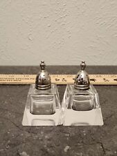 VINTAGE SET OF RAIMOND STERLING SILVER TOPPED DIAGONAL SALT & PEPPER SHAKERS picture