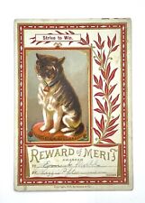 Antique Reward Of Merit Card Copyright 1877 Cat Awarded To Ernest Mull picture