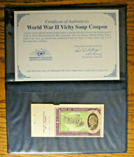 WWII TOWN OF VICHY, FRANCE, SOUP COUPON with COA picture