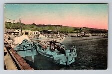 Honolulu HI-Hawaii, Blue Sampans Fishing Fleet, Hand-Colored Vintage Postcard picture