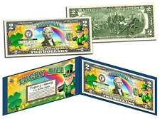 LEPRECHAUN * Four Leaf Clover * Colorized U.S. $2 LUCKY BILL - St Patrick's Day picture