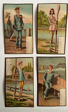 Set of 4 quirky vacation Victorian trade cards c1880 Richfield Springs NY Funny picture