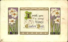 Easter postcard ~ Stecher Art Deco fancy lettering lilies 1920 picture