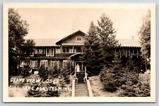 Brainerd Minnesota~Grand View Lodge @ Gull Lake~Guys & Girl on Steps~1948 RPPC picture
