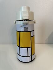 VINTAGE 1970's Large Thermos Yellow Block Pattern Dispenser Hot/Cold picture