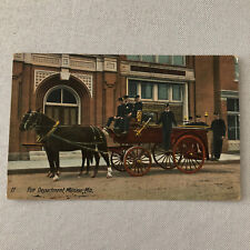 Mexico Missouri Fire Department Fire Wagon Horse Firefighter Postcard Card picture