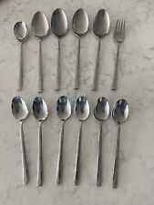 12 Piece Vintage COSMOS Bamboo Teaspoons Soup  Stainless Steel Flatware Japan picture