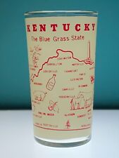 Vintage KENTUCKY State Souvenir Frosted Beverage Glass, Red, Federal Glass Co. picture