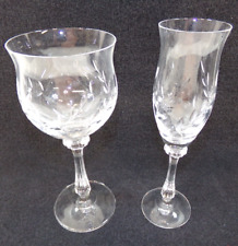 Mikasa Versailles Crystal Fluted Champagne & Water Goblet Glasses Cut Leaves picture