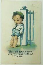 Vintage Comic Humor Postcard This Old Town Seems Mighty Blue Without You 1922 picture