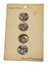Vintage Casa De Leon Carved Abalone Shell Buttons 5/8” on Original Card 2 Hole picture