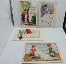 Christmas Postcards  Lot of 4 Whitney Made 1917 & 1920s Cards Some Mailed picture
