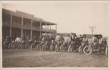 Indian Motorcycle Gathering,14 Motorcycles,Carlsbad Texas c1910s RPPC Postcard picture
