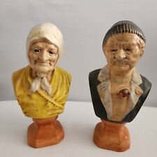 Vintage Holland Mold Ceramic Busts of Old Salty Sea Dog and Old Sea Hag 10”  picture