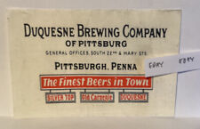 EARLY DUQUESNE BREWING CO. PITTSBURGH SILVER TOP OLD CARNEGIE BEER NEW POSTCARD picture