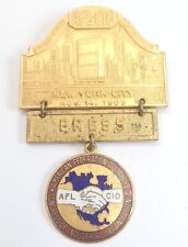 Vtg 1963 AFL-CIO Press Badge Pin 5th Biennial Convention New York Bastian Bros picture